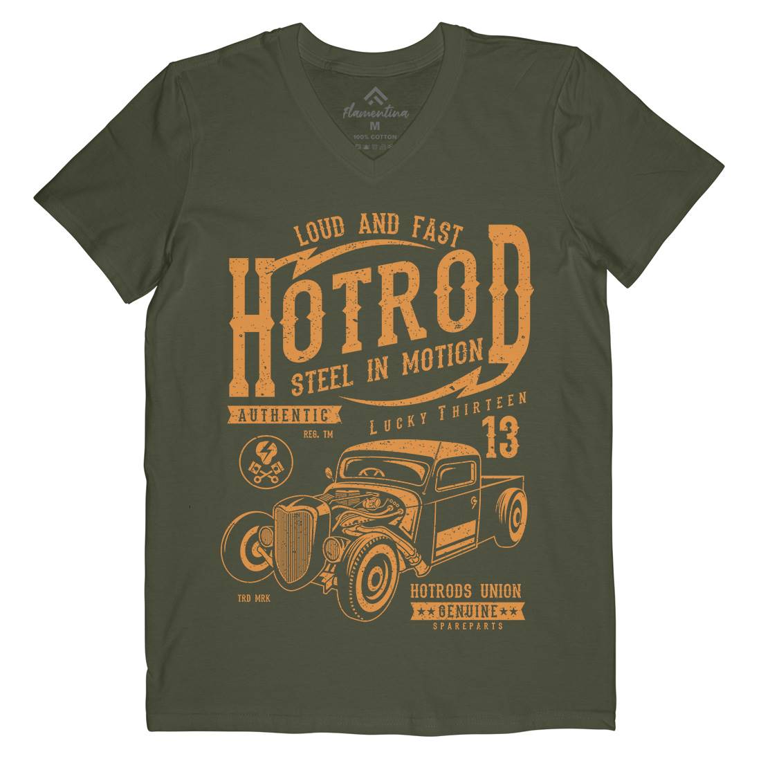 Steel In Motion Mens Organic V-Neck T-Shirt Cars A767