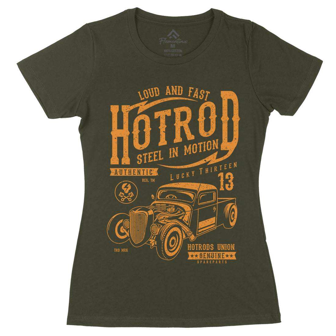 Steel In Motion Womens Organic Crew Neck T-Shirt Cars A767