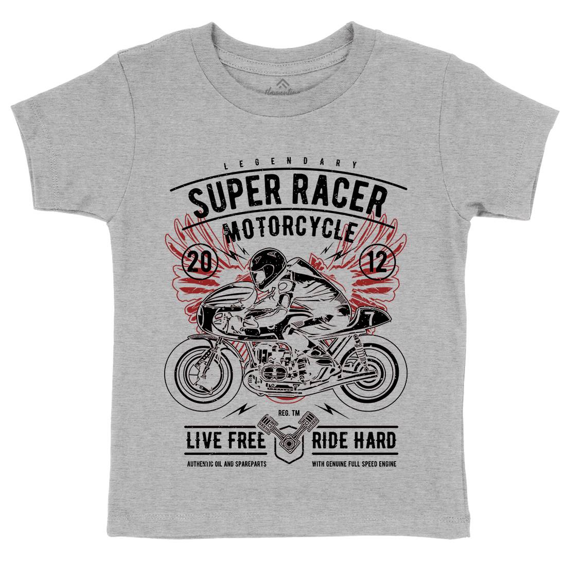 Super Racer Kids Organic Crew Neck T-Shirt Motorcycles A768