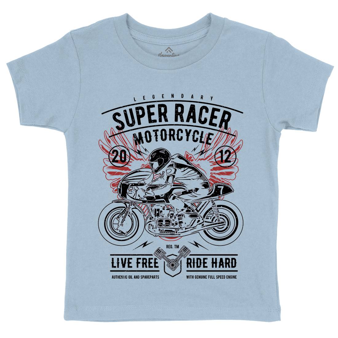Super Racer Kids Organic Crew Neck T-Shirt Motorcycles A768