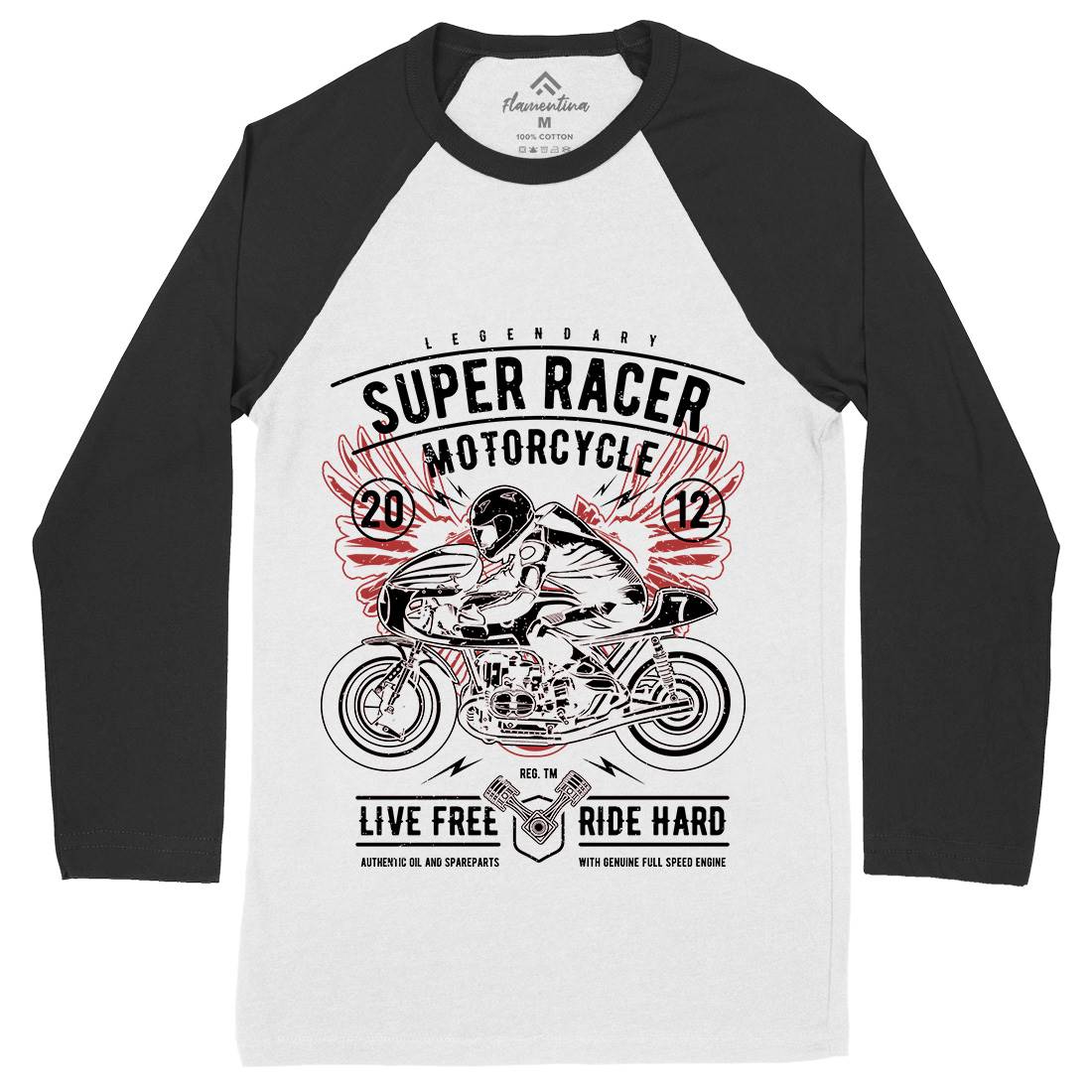 Super Racer Mens Long Sleeve Baseball T-Shirt Motorcycles A768