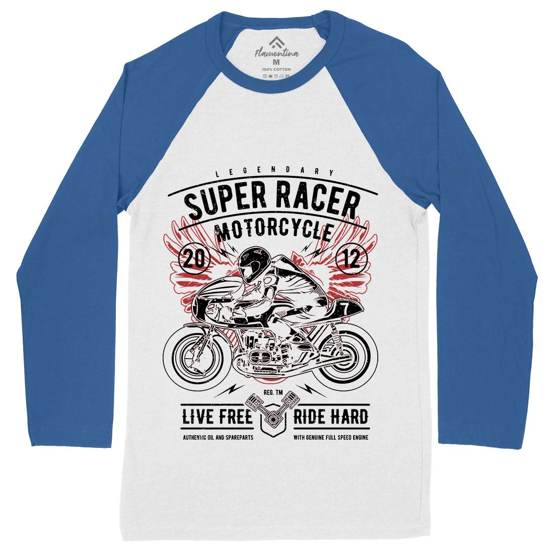 Super Racer Mens Long Sleeve Baseball T-Shirt Motorcycles A768