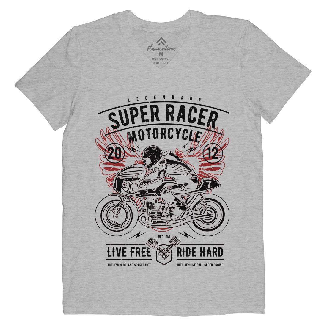 Super Racer Mens V-Neck T-Shirt Motorcycles A768