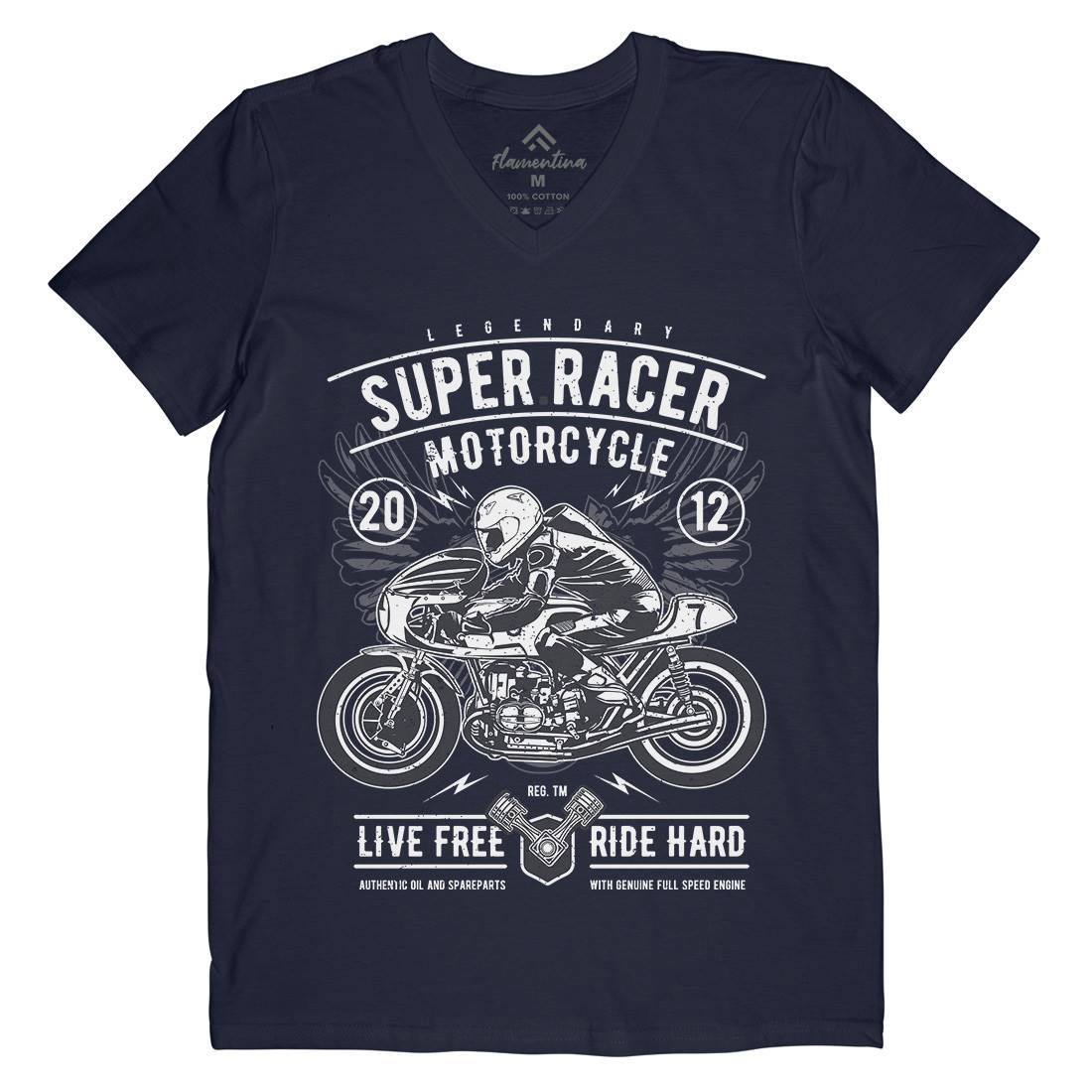 Super Racer Mens Organic V-Neck T-Shirt Motorcycles A768