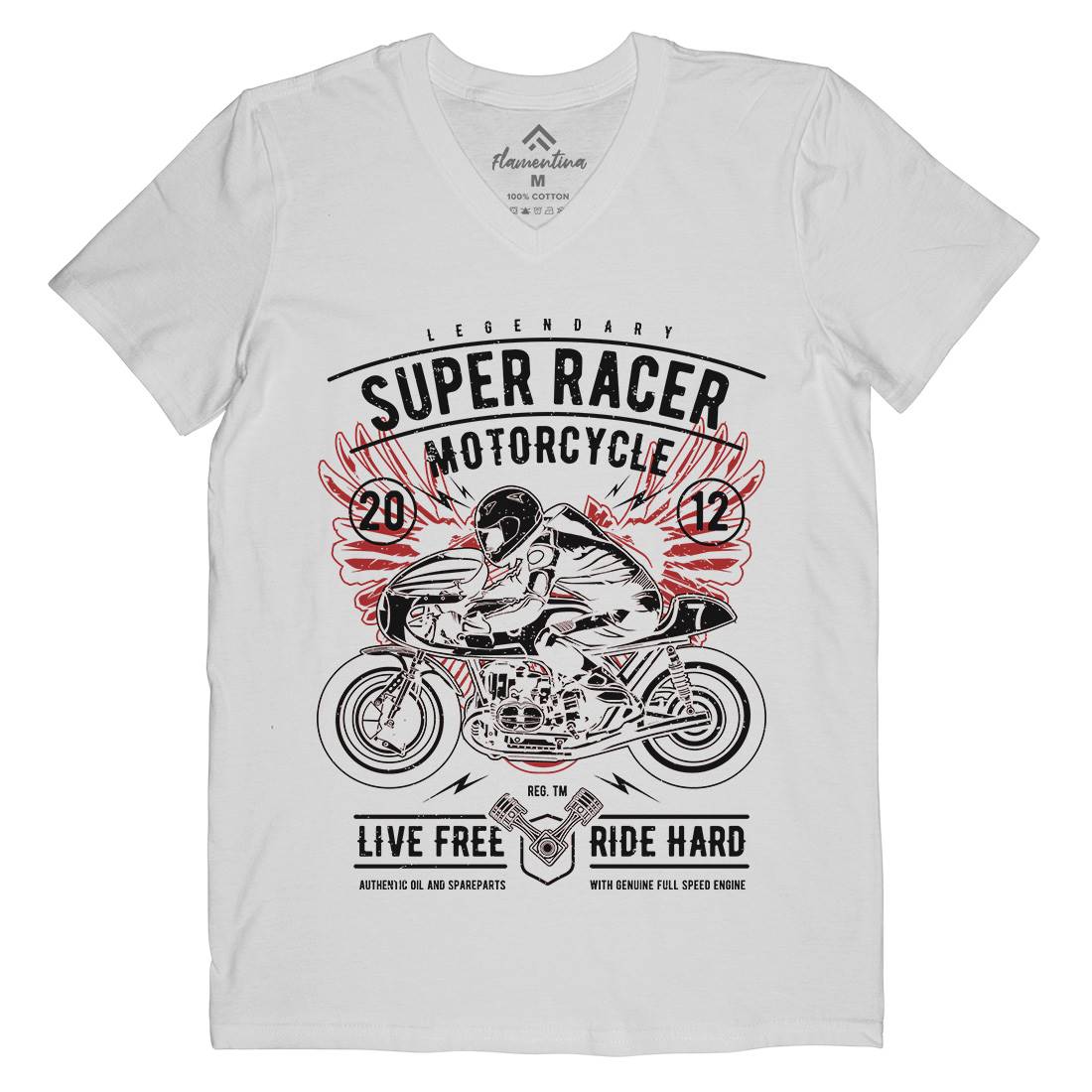 Super Racer Mens V-Neck T-Shirt Motorcycles A768