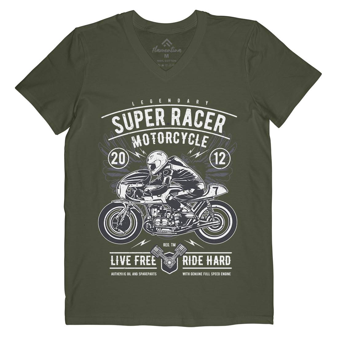 Super Racer Mens Organic V-Neck T-Shirt Motorcycles A768