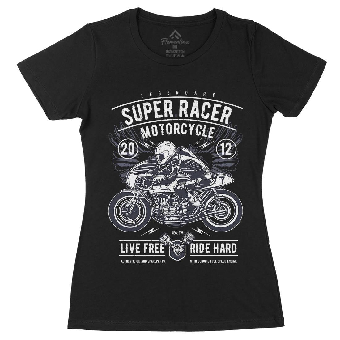 Super Racer Womens Organic Crew Neck T-Shirt Motorcycles A768