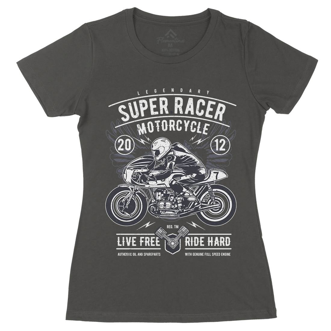 Super Racer Womens Organic Crew Neck T-Shirt Motorcycles A768