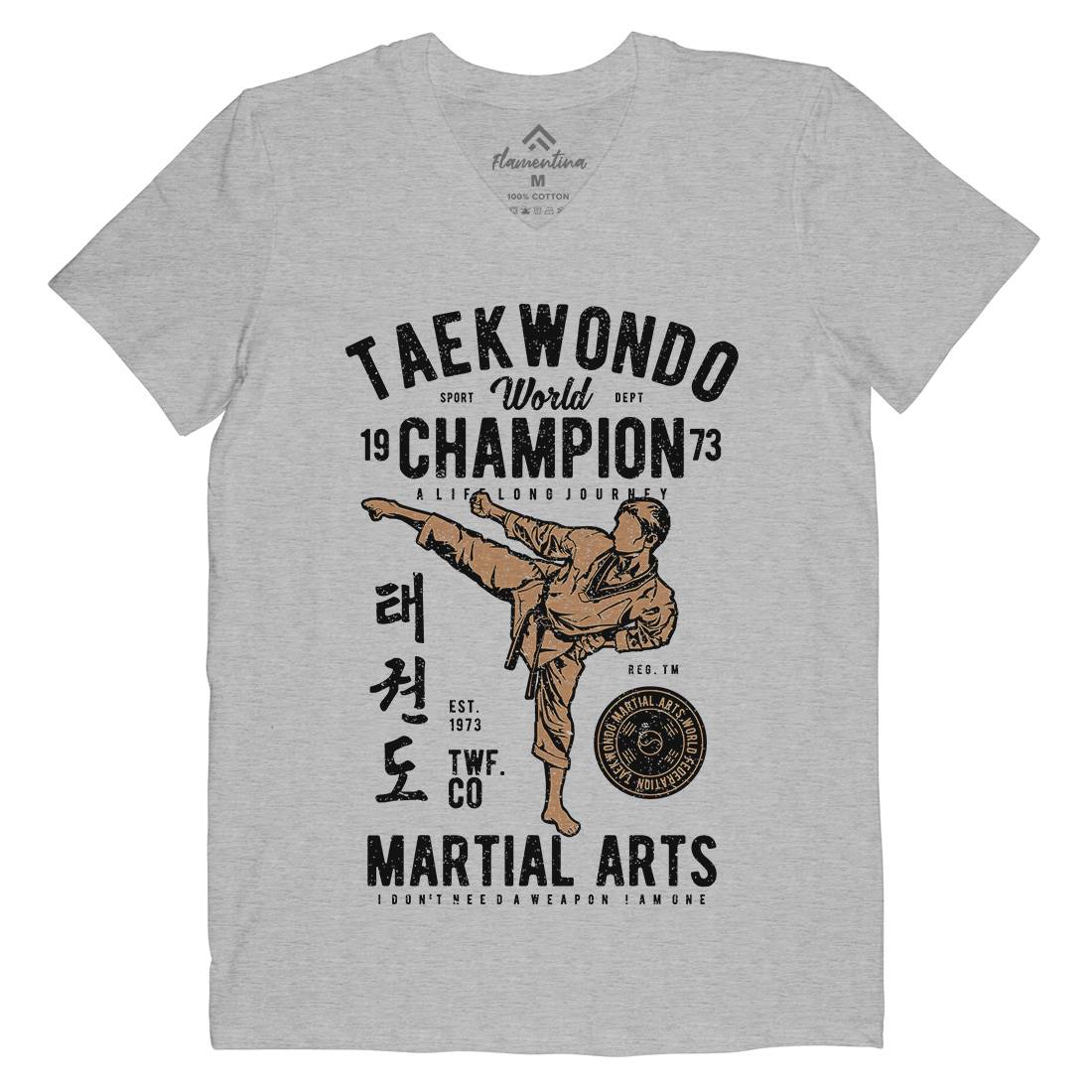 Taekwondo Mens Organic V-Neck T-Shirt Sport A770