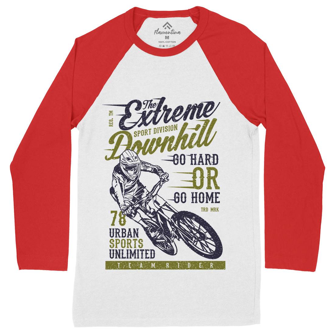 Extreme Downhill Mens Long Sleeve Baseball T-Shirt Bikes A772