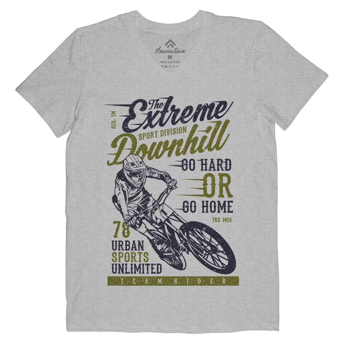 Extreme Downhill Mens Organic V-Neck T-Shirt Bikes A772