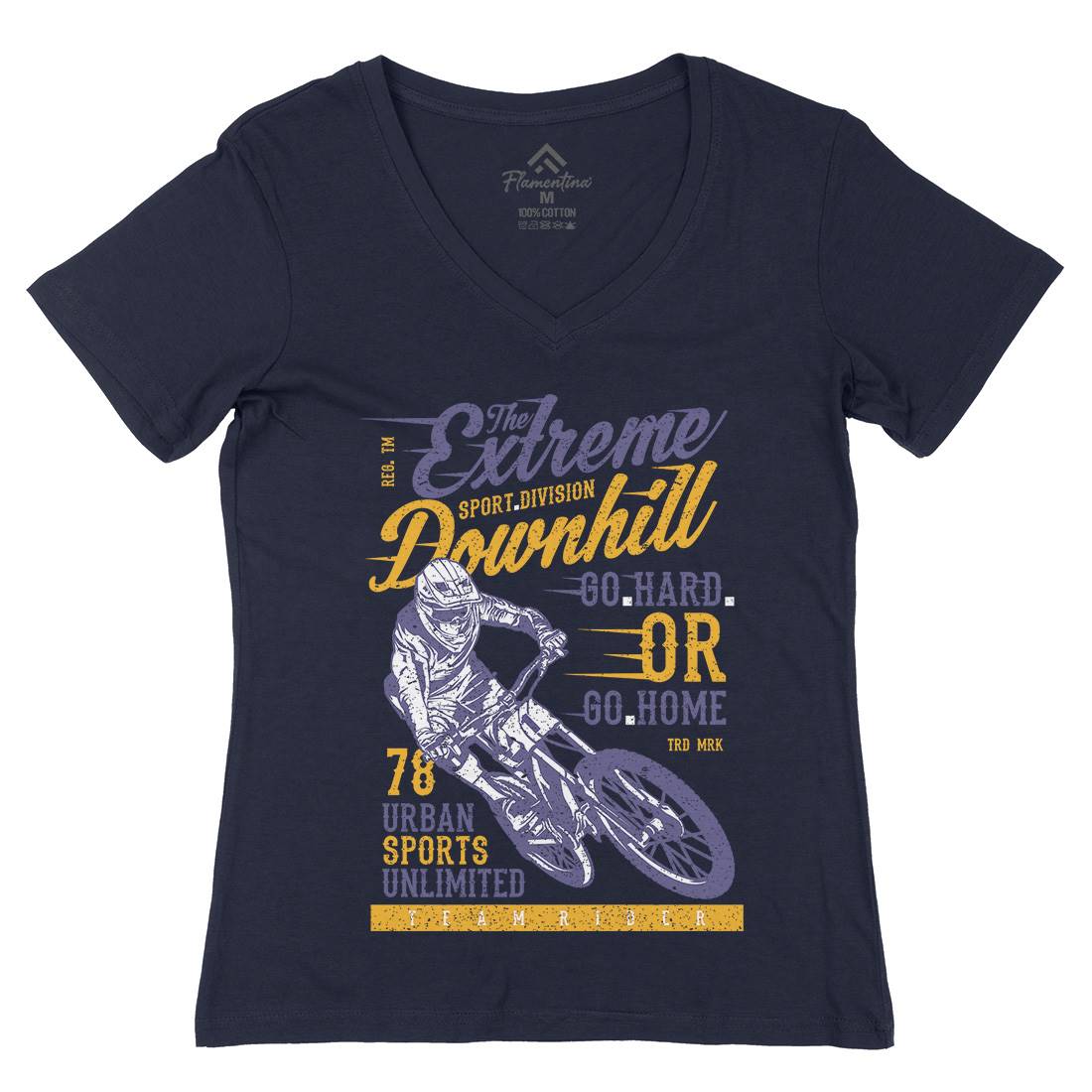 Extreme Downhill Womens Organic V-Neck T-Shirt Bikes A772