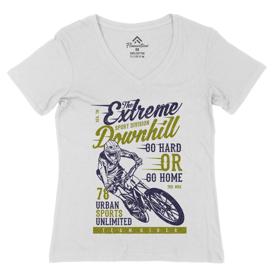 Extreme Downhill Womens Organic V-Neck T-Shirt Bikes A772