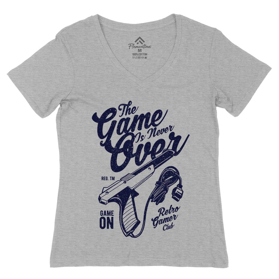 Game Is Never Over Womens Organic V-Neck T-Shirt Geek A773