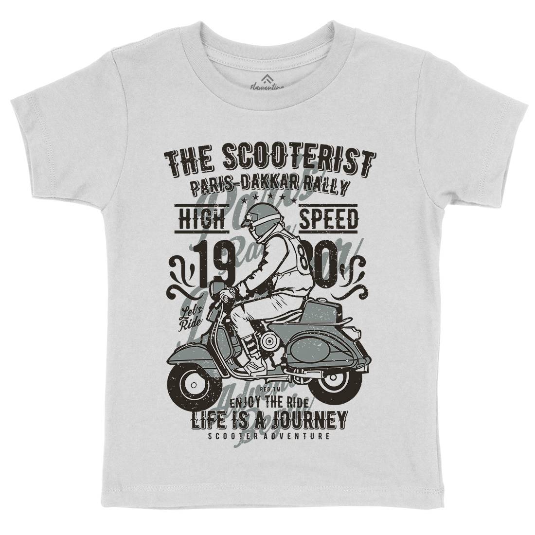 Scooterist 1980 Kids Organic Crew Neck T-Shirt Motorcycles A774