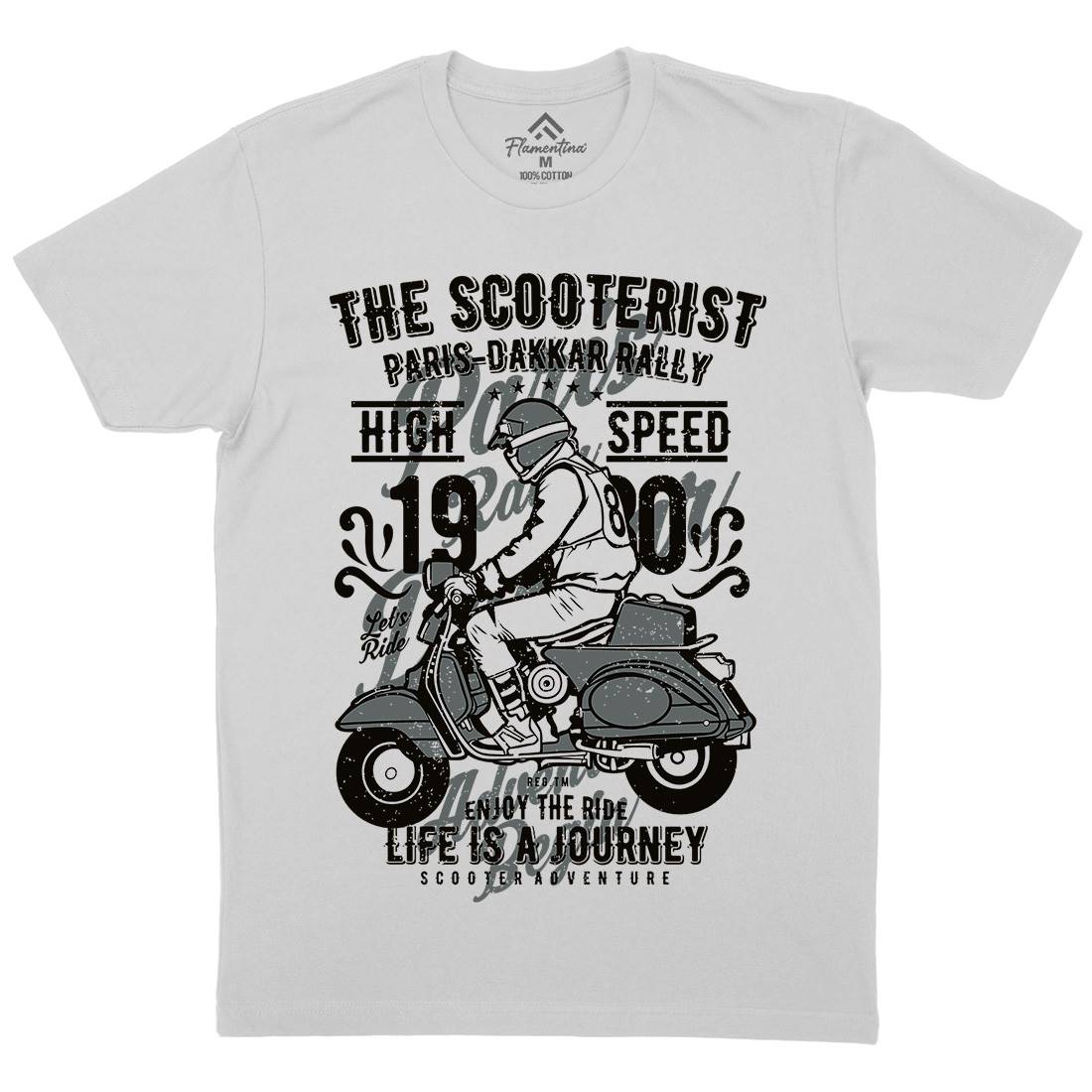 Scooterist 1980 Mens Crew Neck T-Shirt Motorcycles A774