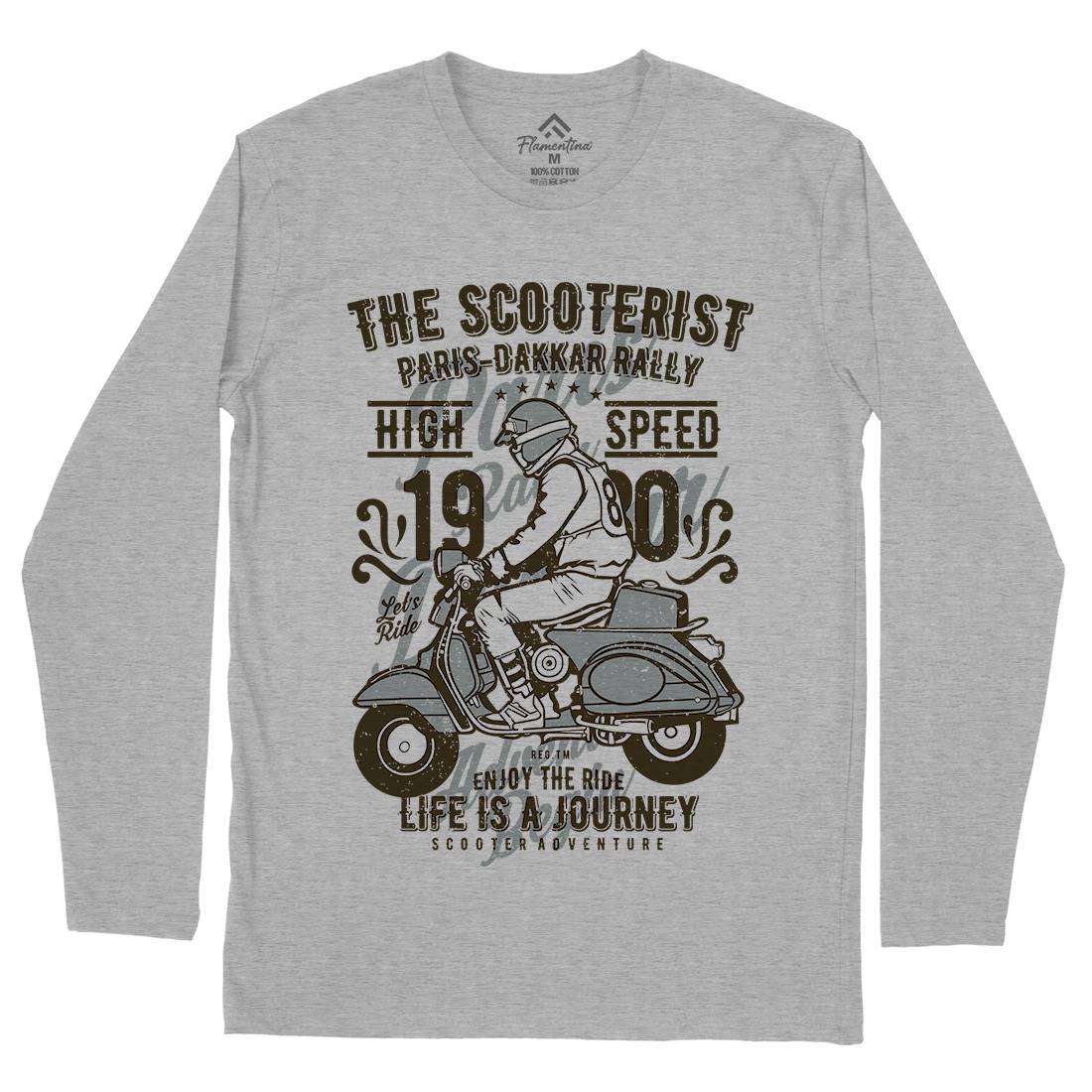 Scooterist 1980 Mens Long Sleeve T-Shirt Motorcycles A774