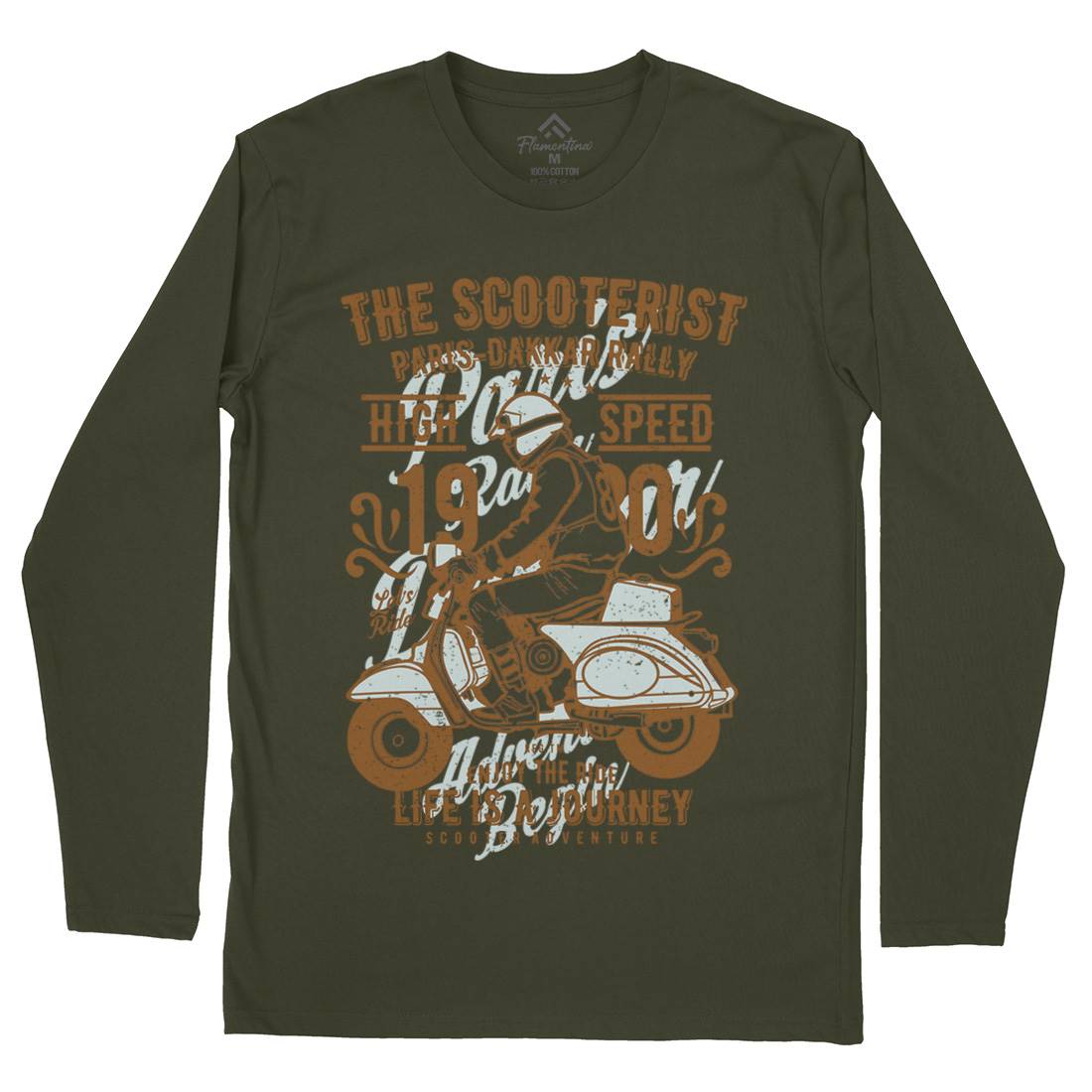 Scooterist 1980 Mens Long Sleeve T-Shirt Motorcycles A774