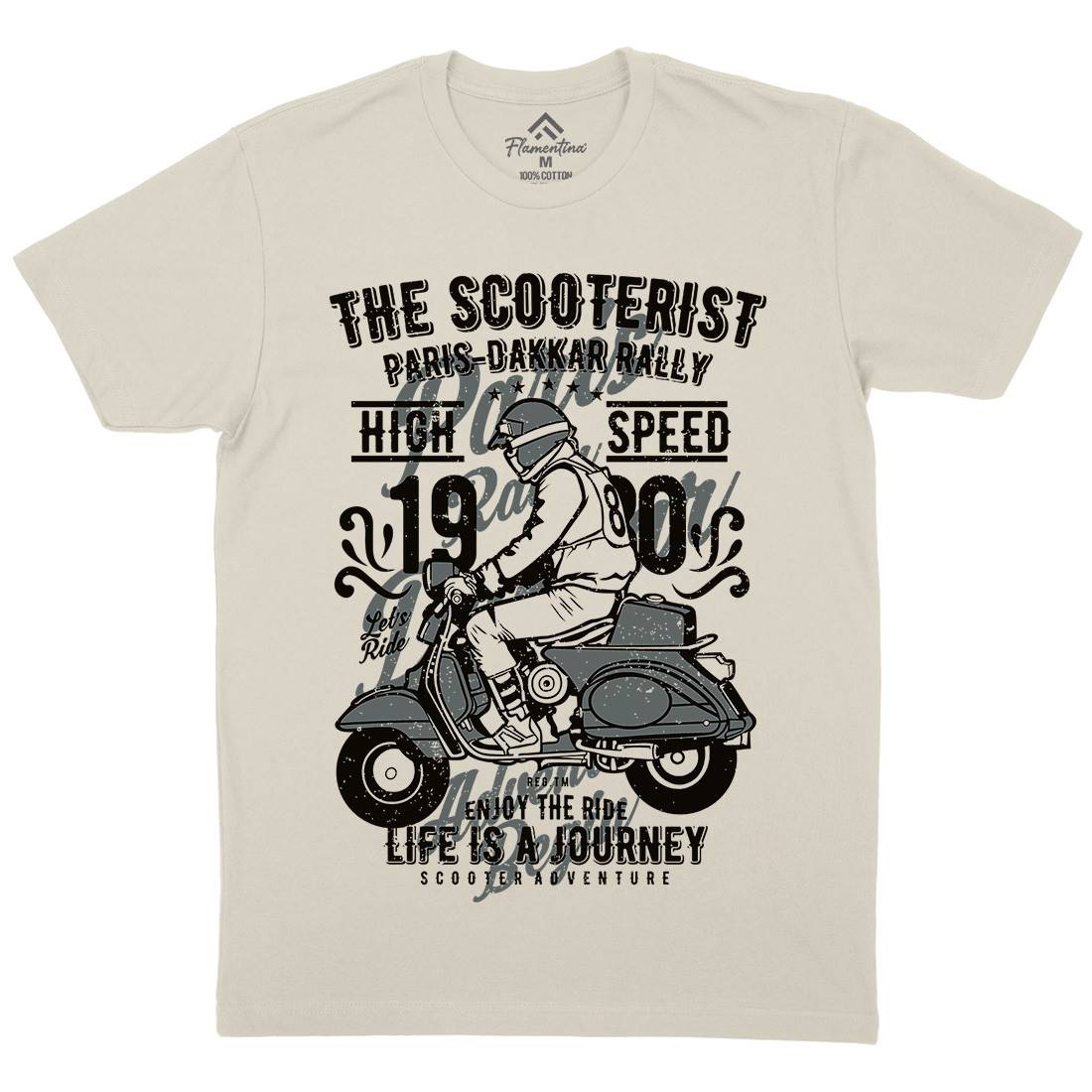 Scooterist 1980 Mens Organic Crew Neck T-Shirt Motorcycles A774