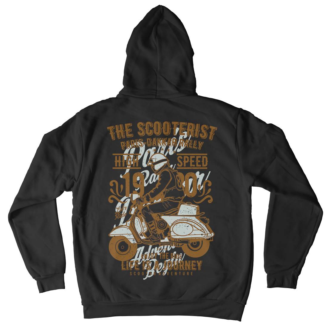 Scooterist 1980 Mens Hoodie With Pocket Motorcycles A774