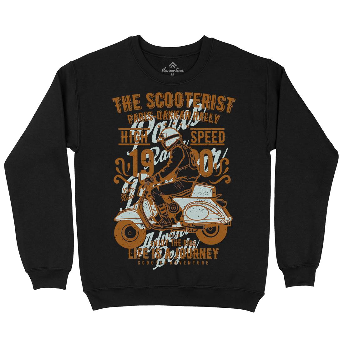 Scooterist 1980 Mens Crew Neck Sweatshirt Motorcycles A774
