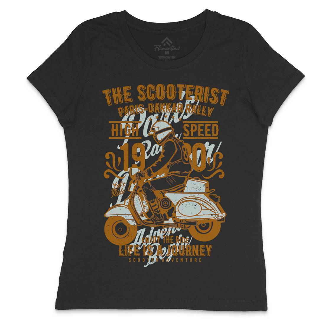 Scooterist 1980 Womens Crew Neck T-Shirt Motorcycles A774