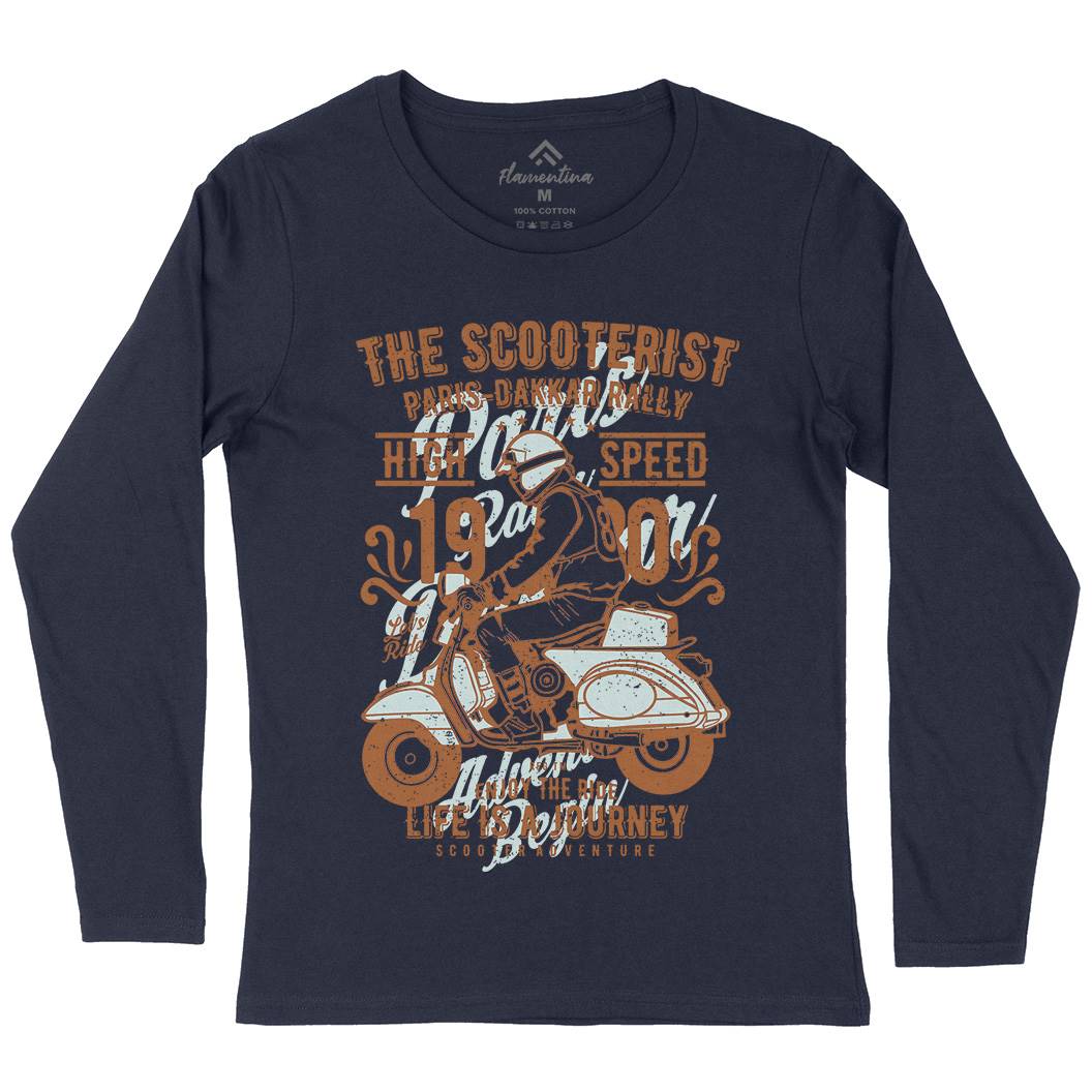 Scooterist 1980 Womens Long Sleeve T-Shirt Motorcycles A774