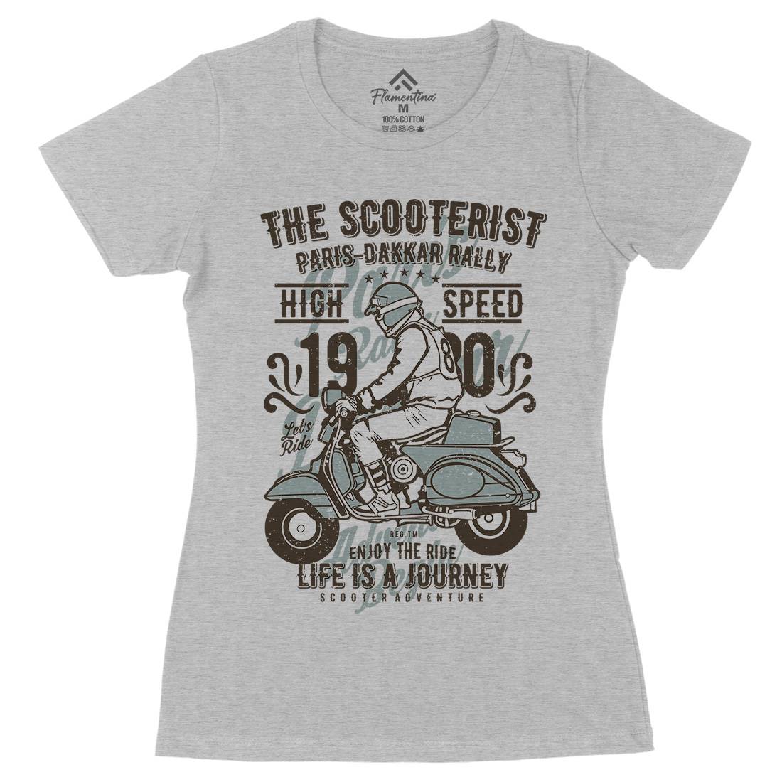 Scooterist 1980 Womens Organic Crew Neck T-Shirt Motorcycles A774