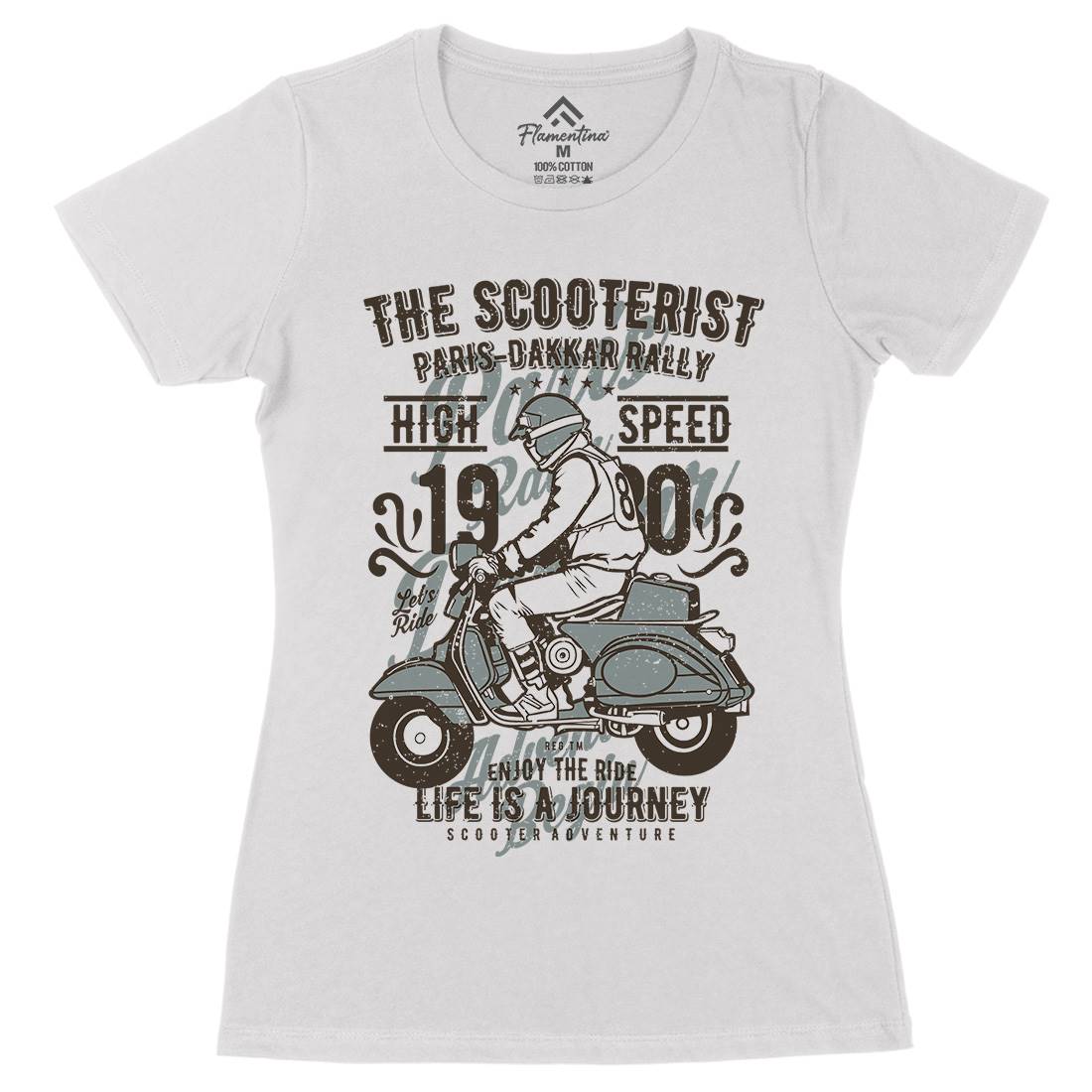 Scooterist 1980 Womens Organic Crew Neck T-Shirt Motorcycles A774