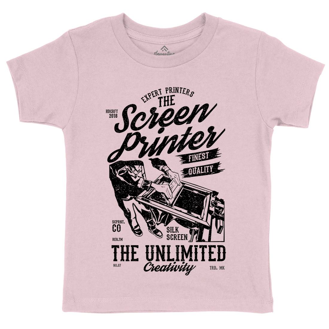 Screen Printer Kids Organic Crew Neck T-Shirt Work A775