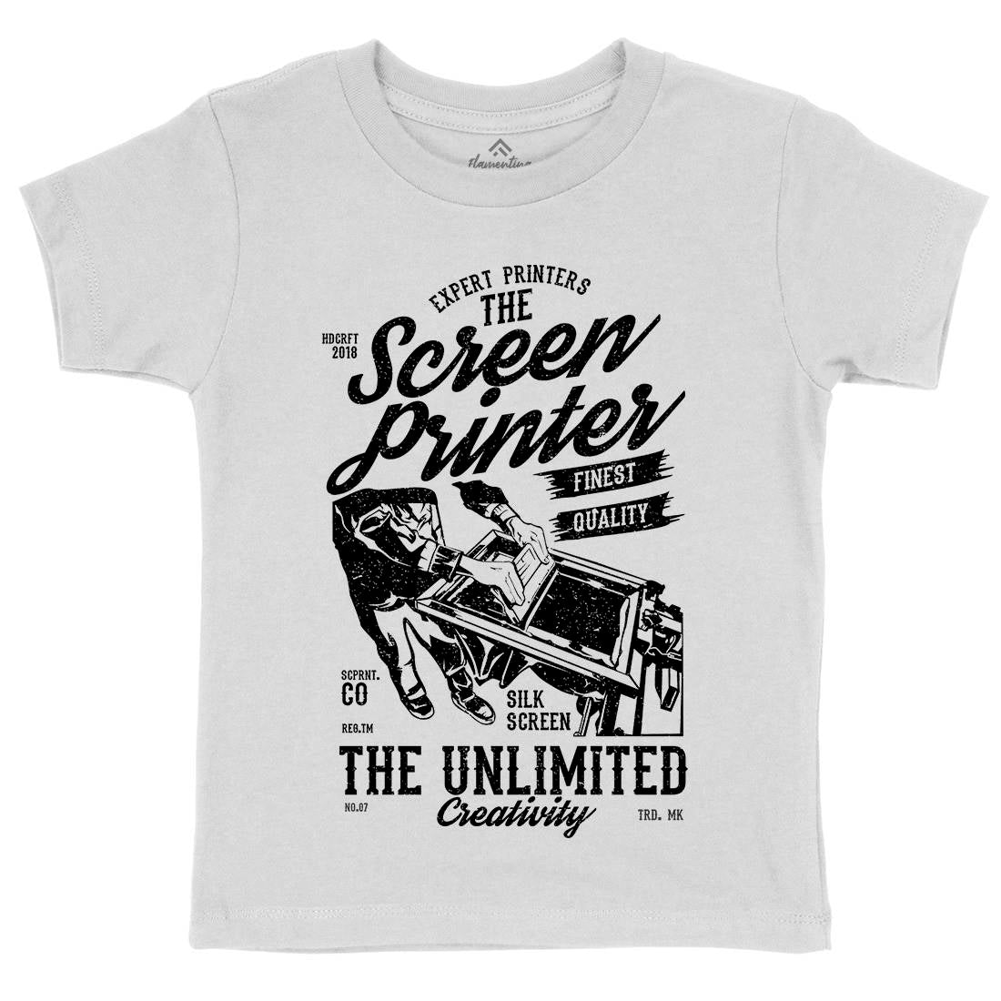 Screen Printer Kids Crew Neck T-Shirt Work A775