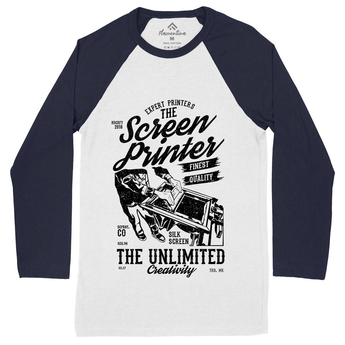 Screen Printer Mens Long Sleeve Baseball T-Shirt Work A775