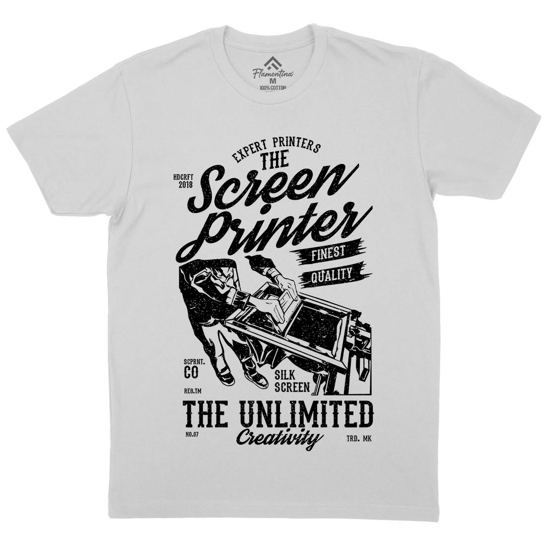 Screen Printer Mens Crew Neck T-Shirt Work A775