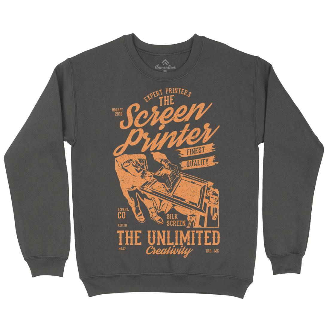 Screen Printer Mens Crew Neck Sweatshirt Work A775