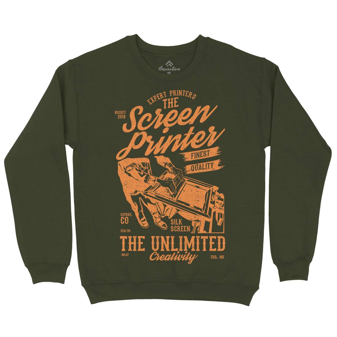 Screen Printer Mens Crew Neck Sweatshirt Work A775
