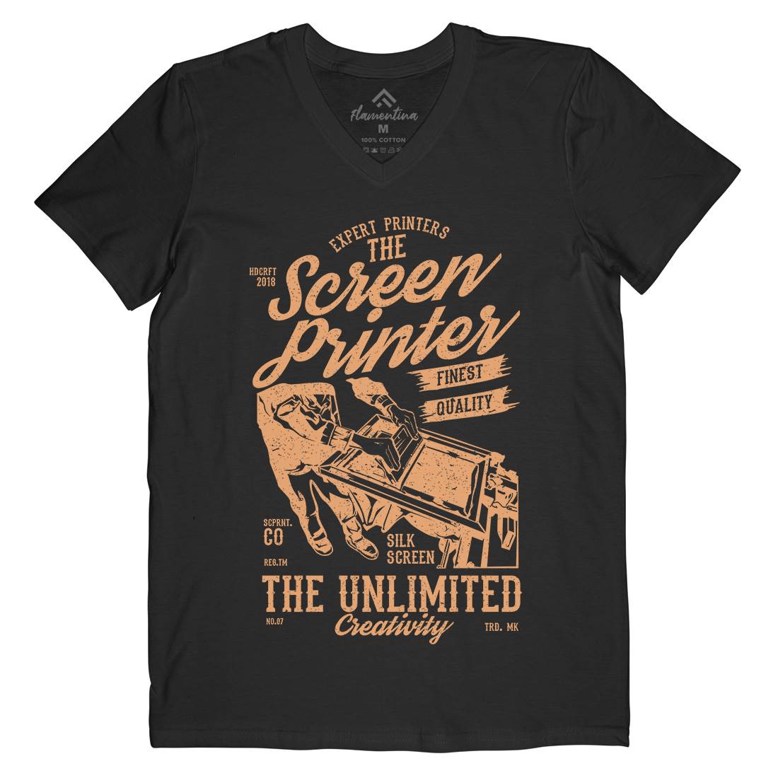 Screen Printer Mens Organic V-Neck T-Shirt Work A775