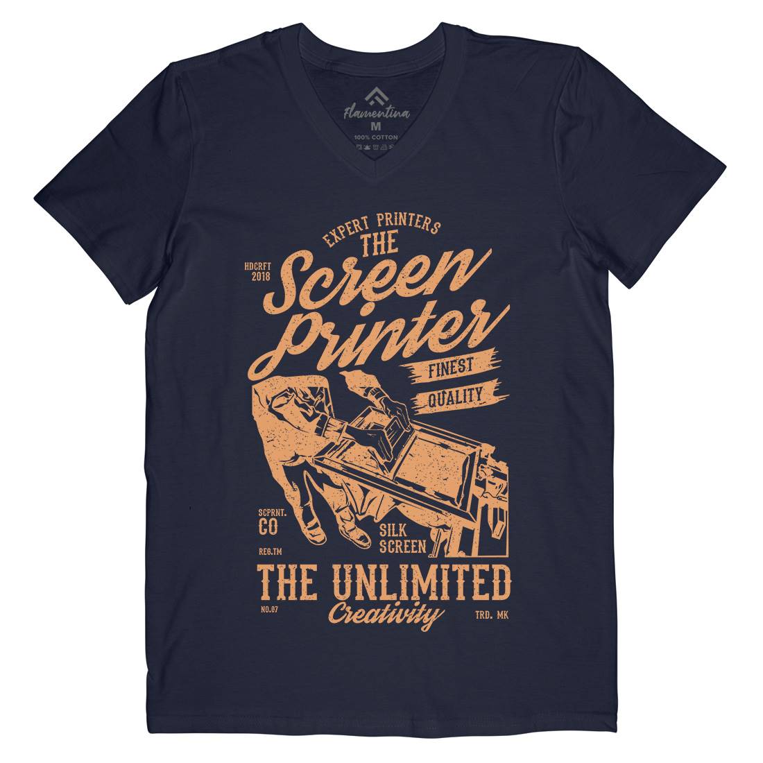 Screen Printer Mens V-Neck T-Shirt Work A775