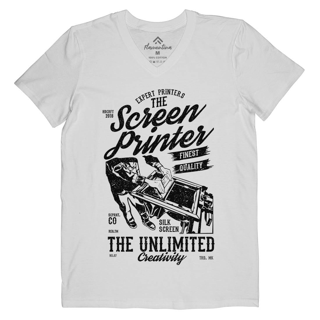 Screen Printer Mens V-Neck T-Shirt Work A775