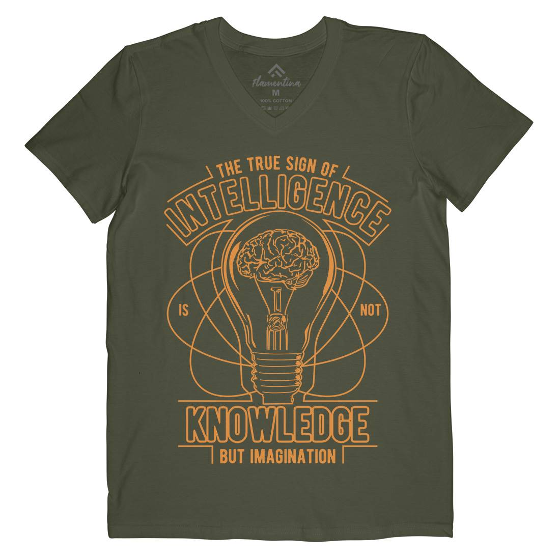 True Sign Of Intelligence Mens Organic V-Neck T-Shirt Quotes A776