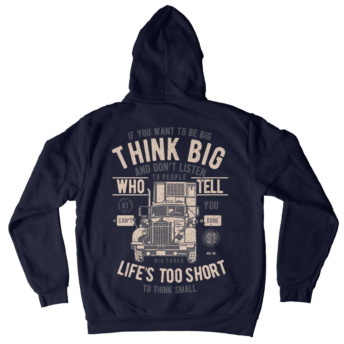 Think Big Truck Mens Hoodie With Pocket Vehicles A777