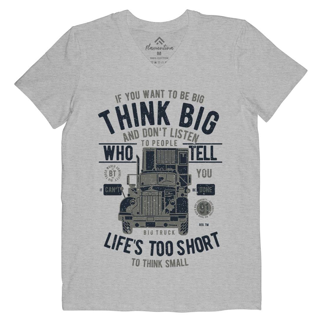 Think Big Truck Mens V-Neck T-Shirt Vehicles A777