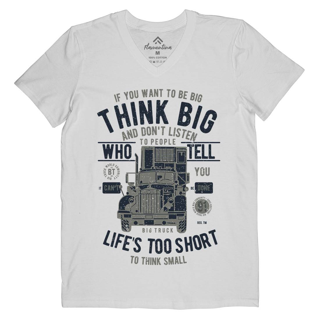 Think Big Truck Mens V-Neck T-Shirt Vehicles A777
