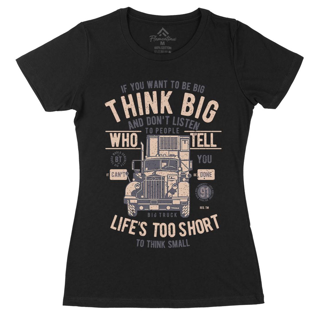 Think Big Truck Womens Organic Crew Neck T-Shirt Vehicles A777