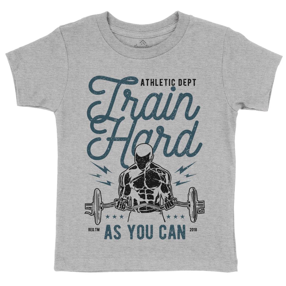 Train Hard Kids Organic Crew Neck T-Shirt Gym A778