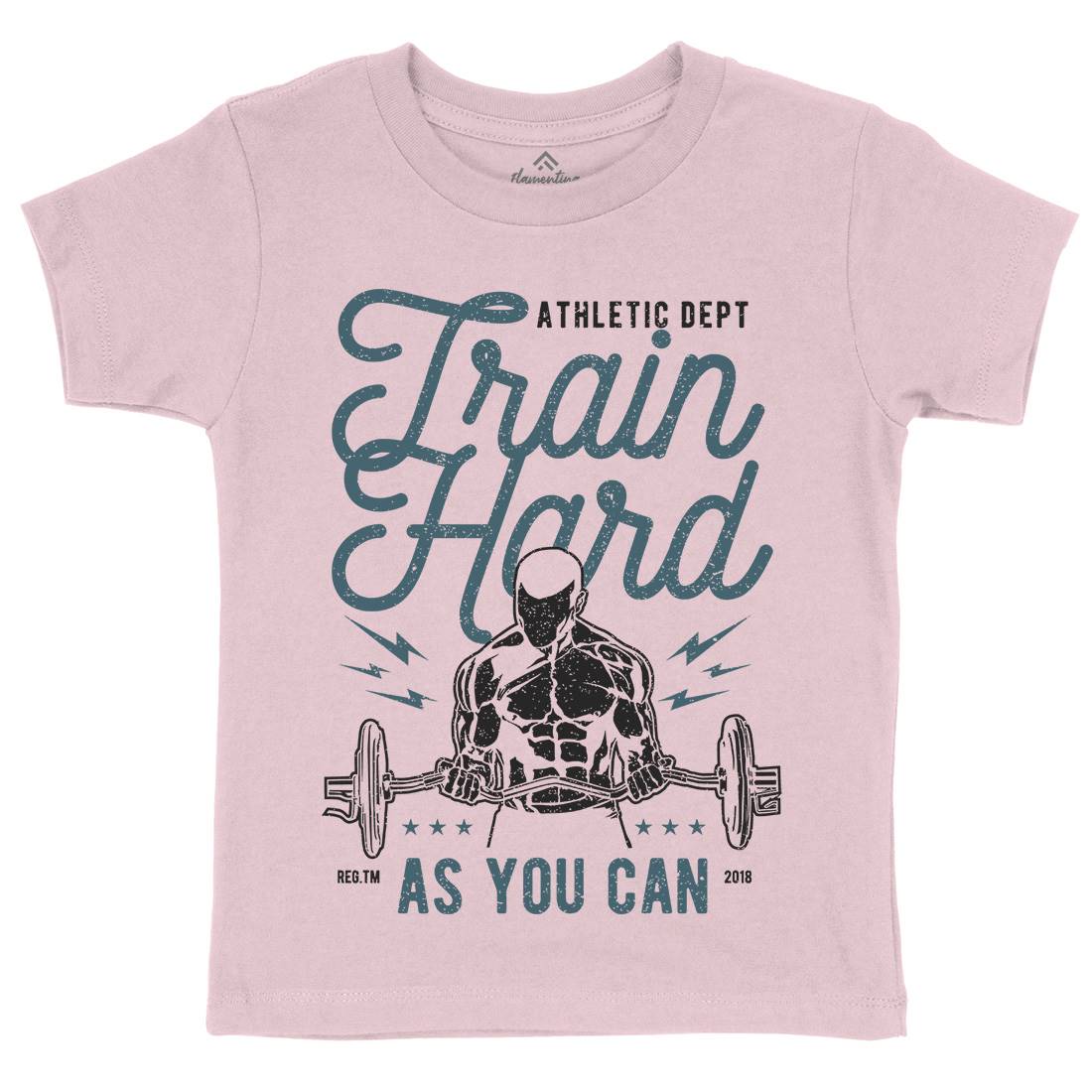 Train Hard Kids Crew Neck T-Shirt Gym A778