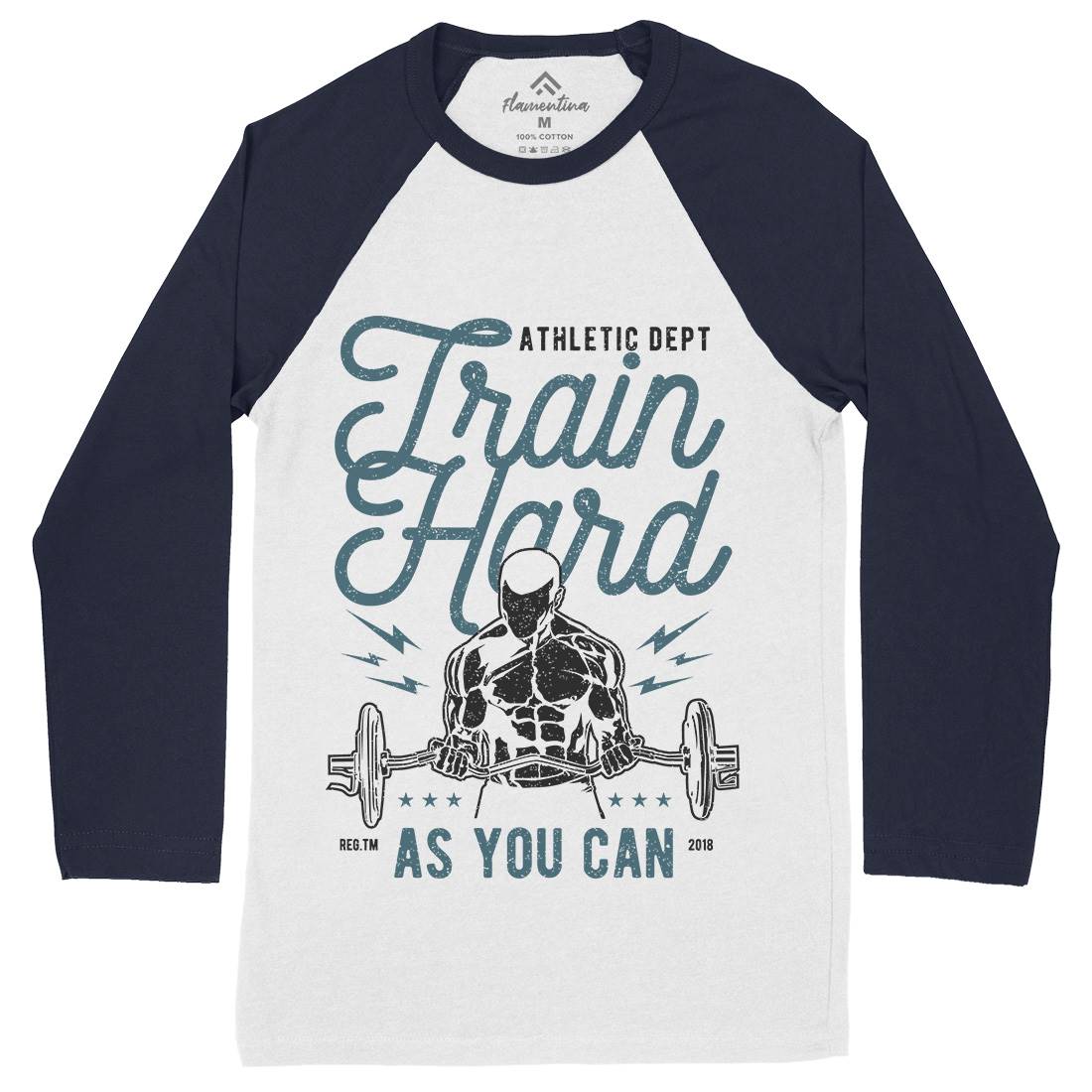 Train Hard Mens Long Sleeve Baseball T-Shirt Gym A778