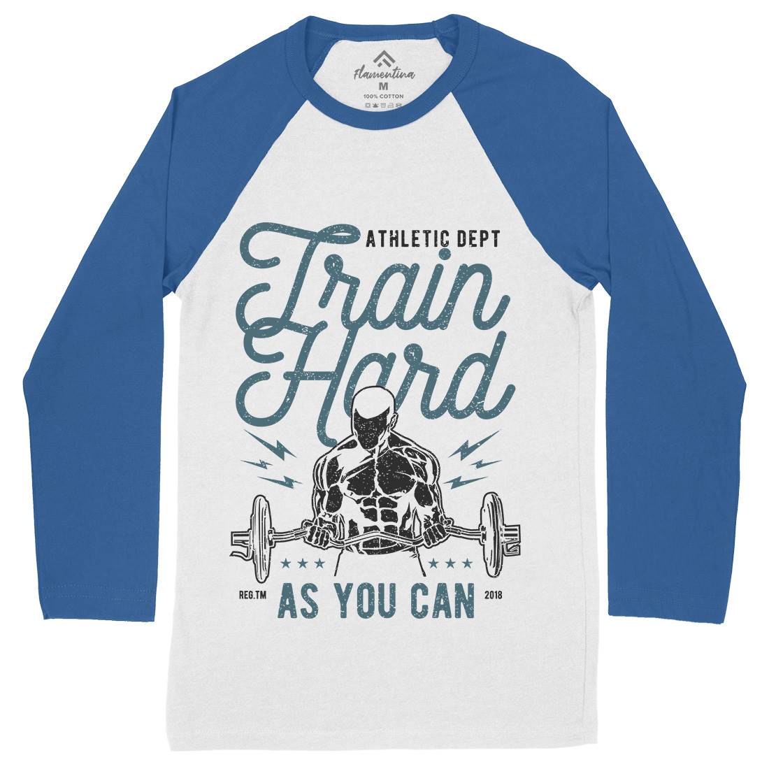 Train Hard Mens Long Sleeve Baseball T-Shirt Gym A778