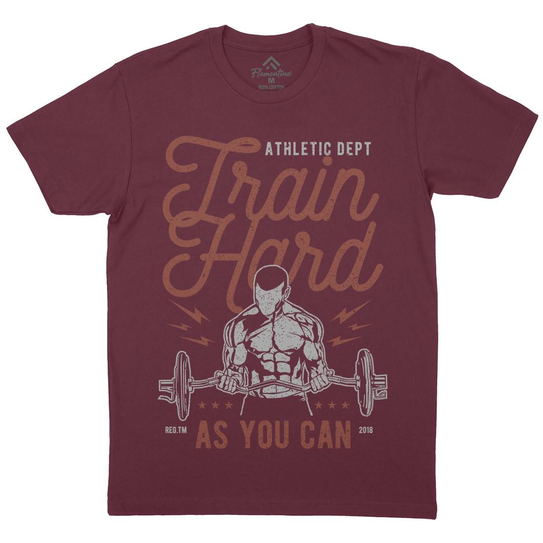 Train Hard Mens Organic Crew Neck T-Shirt Gym A778