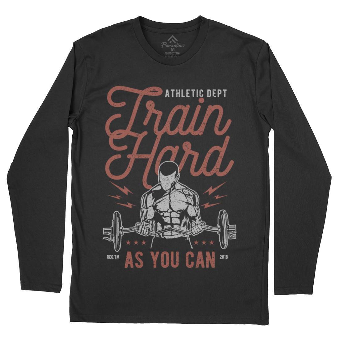 Train Hard Mens Long Sleeve T-Shirt Gym A778