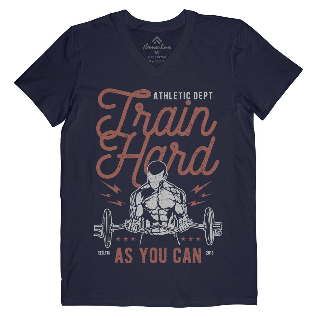 Train Hard Mens Organic V-Neck T-Shirt Gym A778